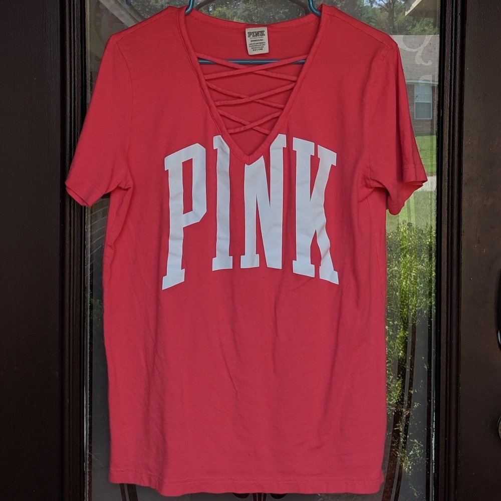 PINK Victoria's Secret Crisscross V-neck Tee